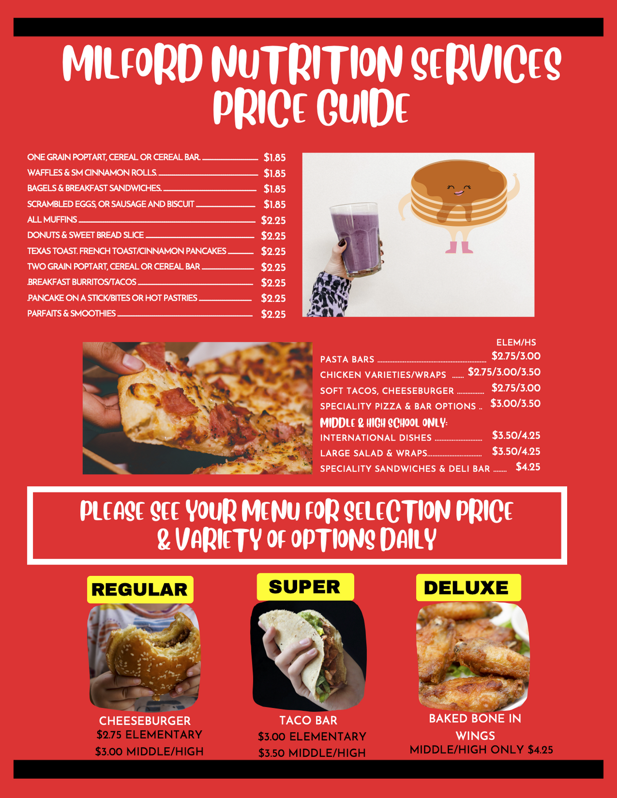 Milford Nutrition Services 2023-2024 Price Guide